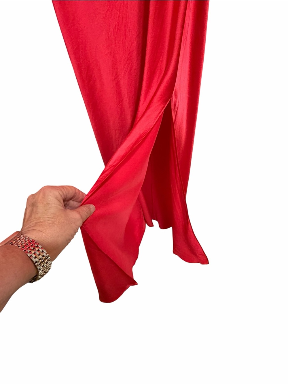 Vintage Victoria's Secret 100% Silk Red Open Back Bias Slip Dress Nightgown L - Picture 9 of 14